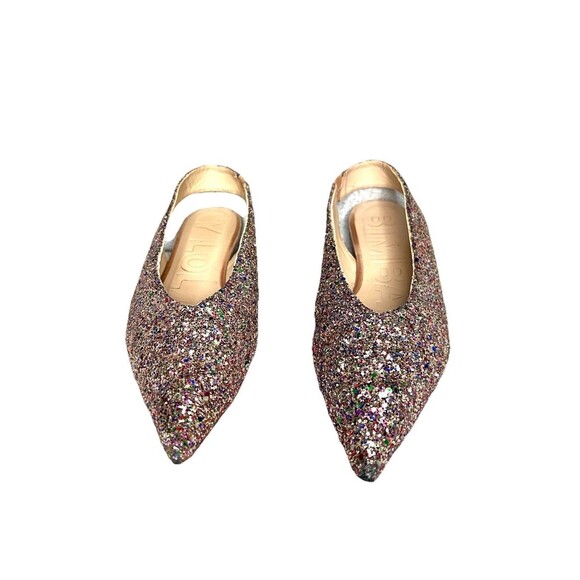 Bimba y Lola Glitter Sling Back Flats Pointed Toe Made‎ In Spain EU 38 US 7.5 - Picture 1 of 10